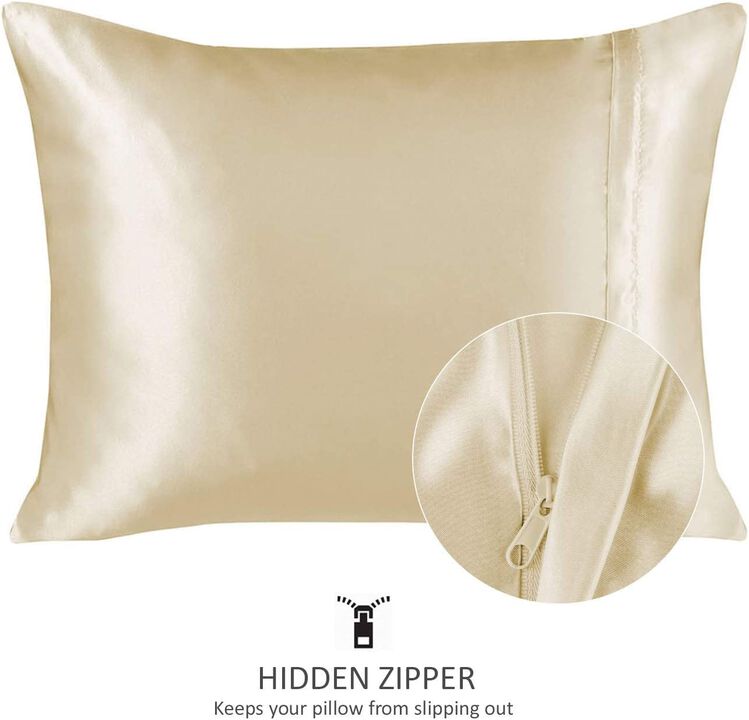 Satin Pillow Case with Zipper - Luxury Pillow Cover (Pillowcase Set of 2)
