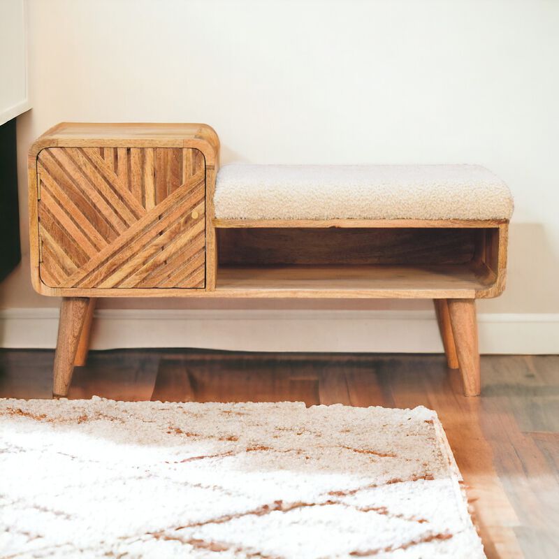 Artisan Furniture Boucle Carved Solid Wood 1 Door  Telephone Table