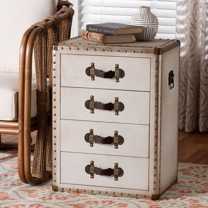 Baxton Studio Jaelyn Vintage Black Canvas 4 Drawer End Table