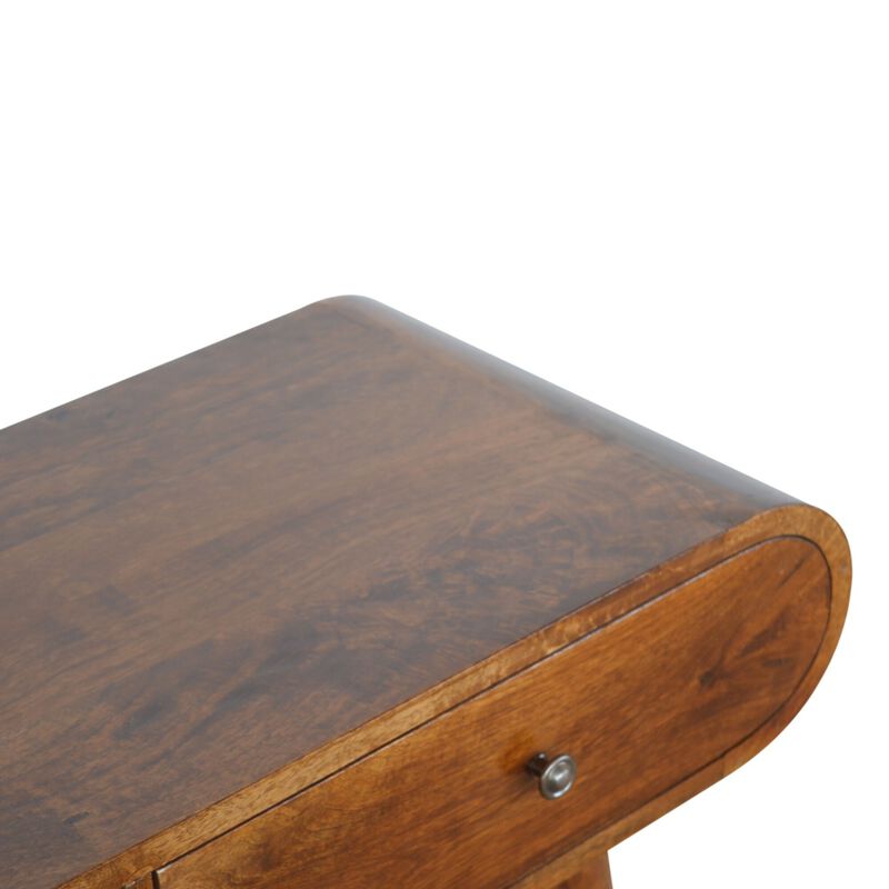 Solid Wood 2 Drawer Chestnut Curved Edge Console Table
