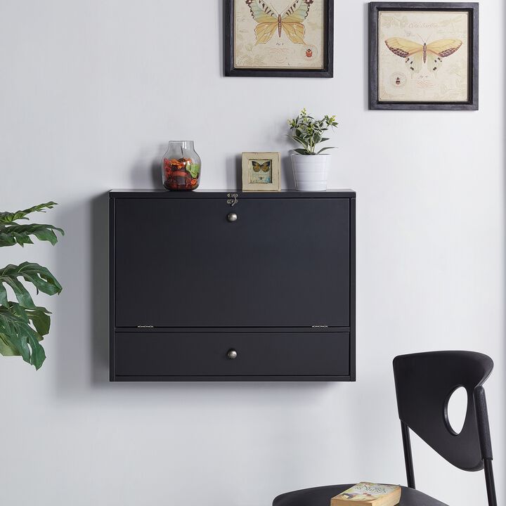 Southern Enterprises Wall Mount Laptop Desk - Universal Style - Black