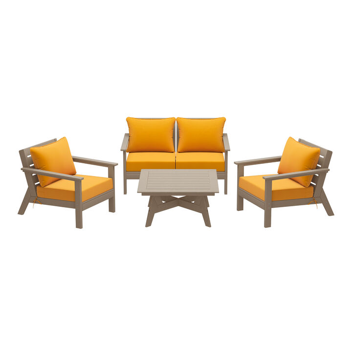 WestinTrends Outdoor 5-Piece Modular Sectional Patio Furniture Sofa Set