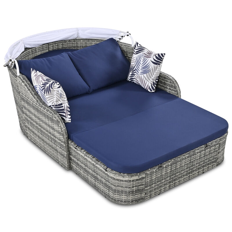 Merax Outdoor Sunbed with Adjustable Canopy
