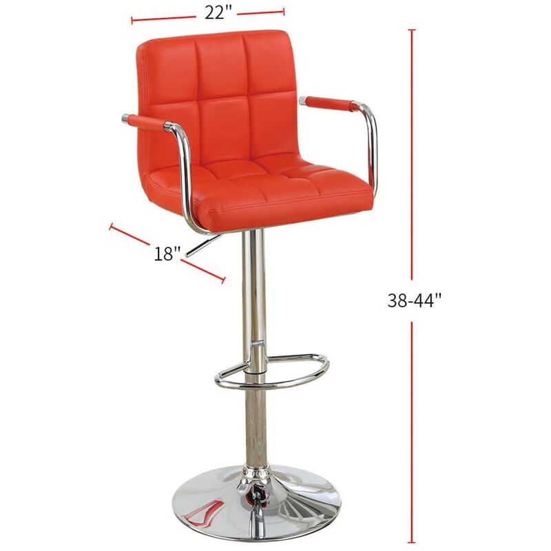 Set of 2 Contemporary Style Faux Leather Barstools