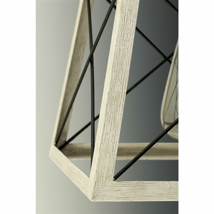 Modern Farmhouse Lantern Chandelier – Graphite Dimmable Geometric Frame Light