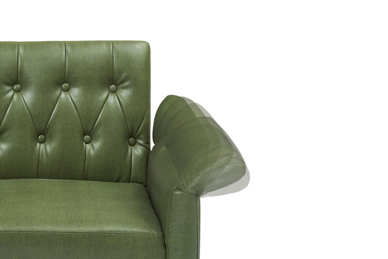 Merax Faux Leather Sleeper Sofa with Adjustment Armrests