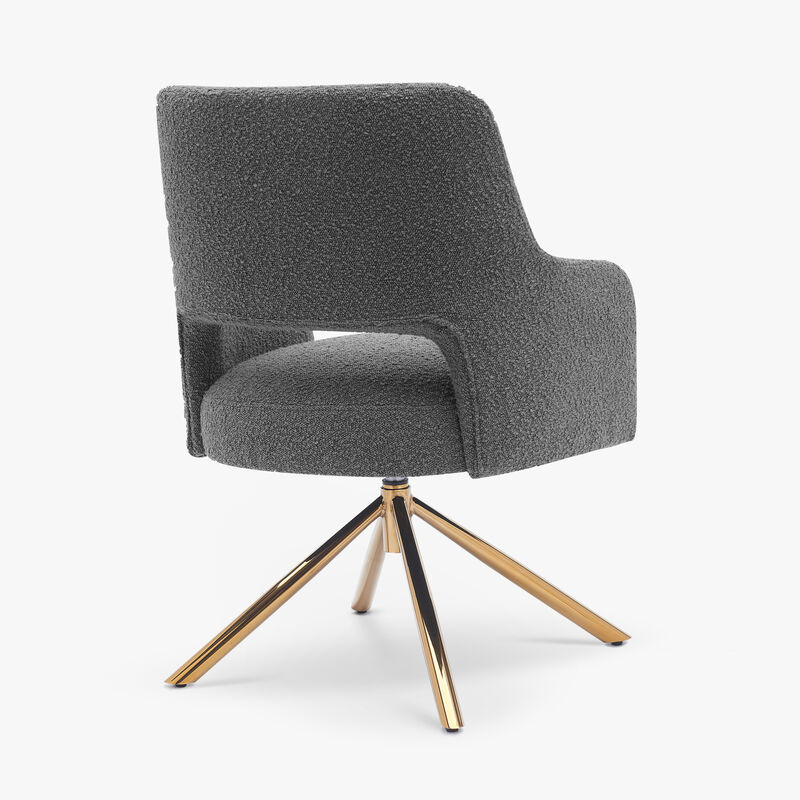 WestinTrends Genevieve Mid-Century Modern Wide Boucle Swivel Accent Arm Chair