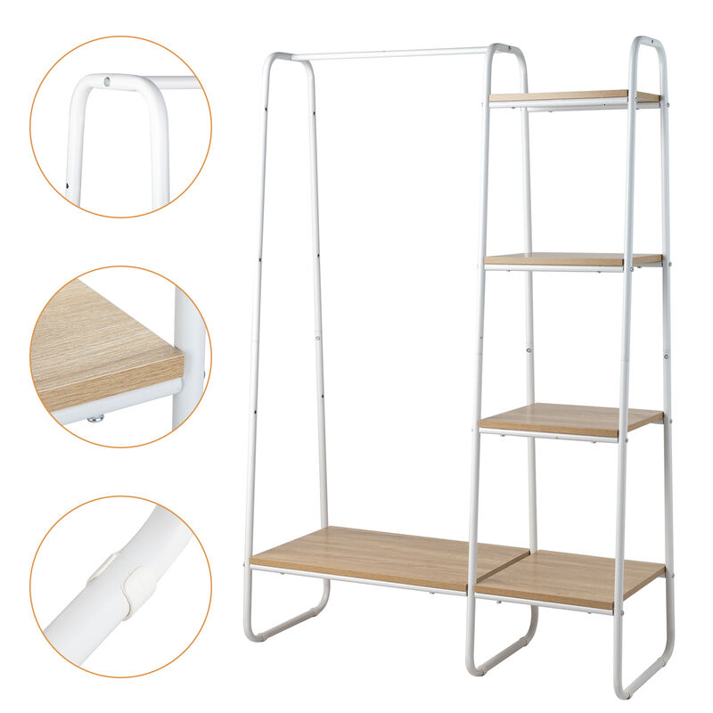 Freestanding Clothes Rack with 5 Shelves for Convenient Clothing and Storage Organization