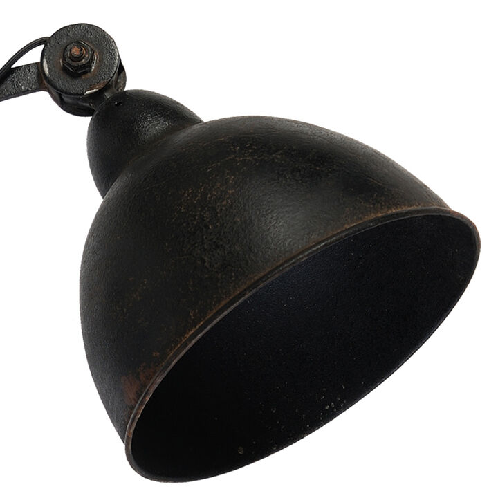 18 Inch Wall Mounted Lamp, Extendable Accordion Arm, Iron, Antique Black - Benzara
