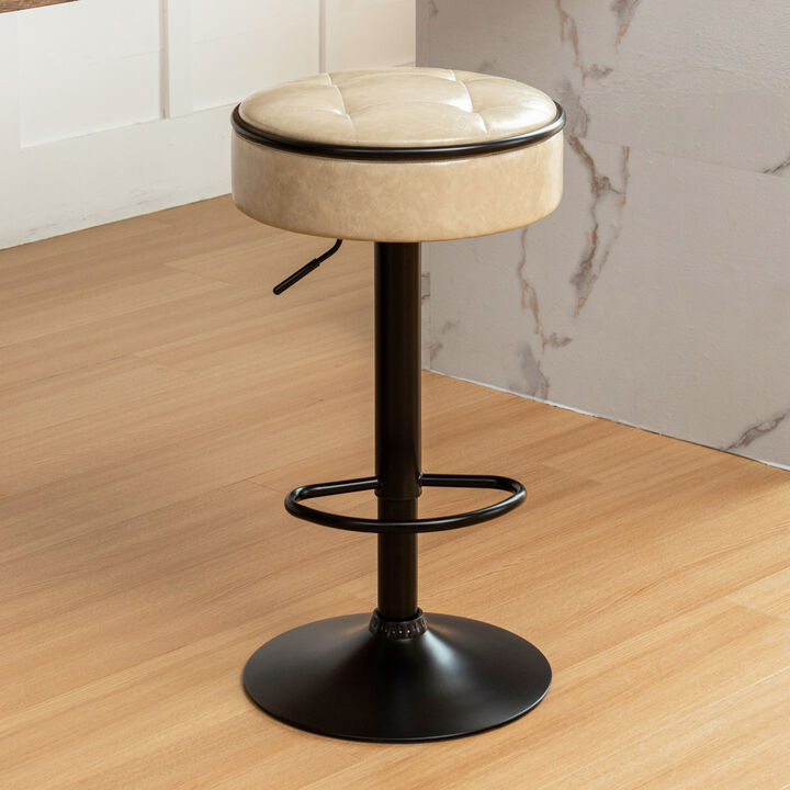 Comfortable Swivel Counter Height Bar Stool with Adjustable Height and Storage