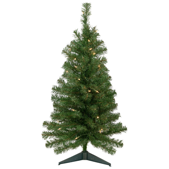 3' Pre-Lit Oakridge Noble Fir Artificial Christmas Tree  Clear Lights