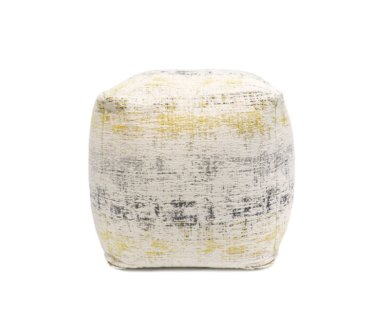 Pasargad Home Grandcanyon Jacquard Woven Cotton Poufs, Ivory/Gold