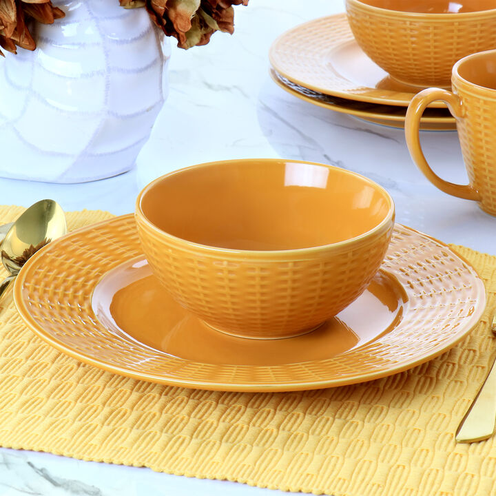 Gibson Home Cairo Sunset 12 Piece Ceramic Dinnerware Set in Orange