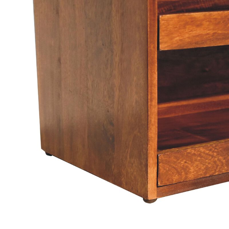 Artisan Furniture Buffalo Hide Pull out Chestnut Solid Wood  Shoe Storage Bench