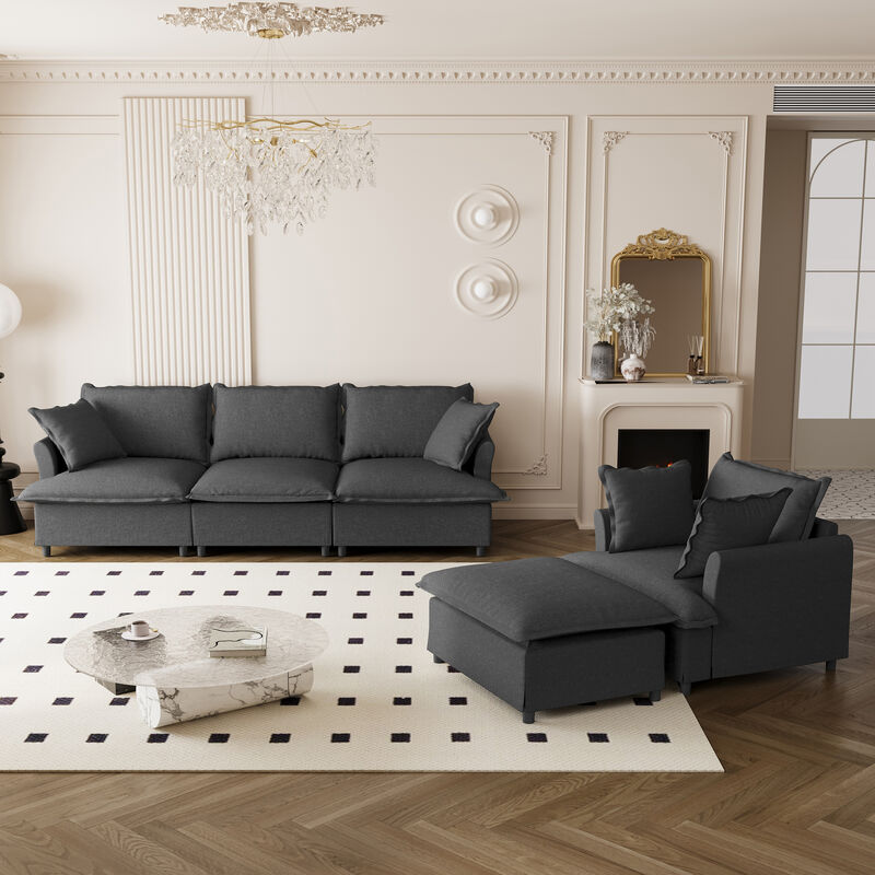Merax Chenille Sectional Sofa Couch Indoor Furniture Set