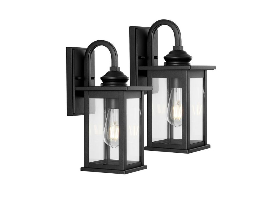 Cary 1-Light Iron/Glass Traditional Modern Lantern LED Outdoor Sconce