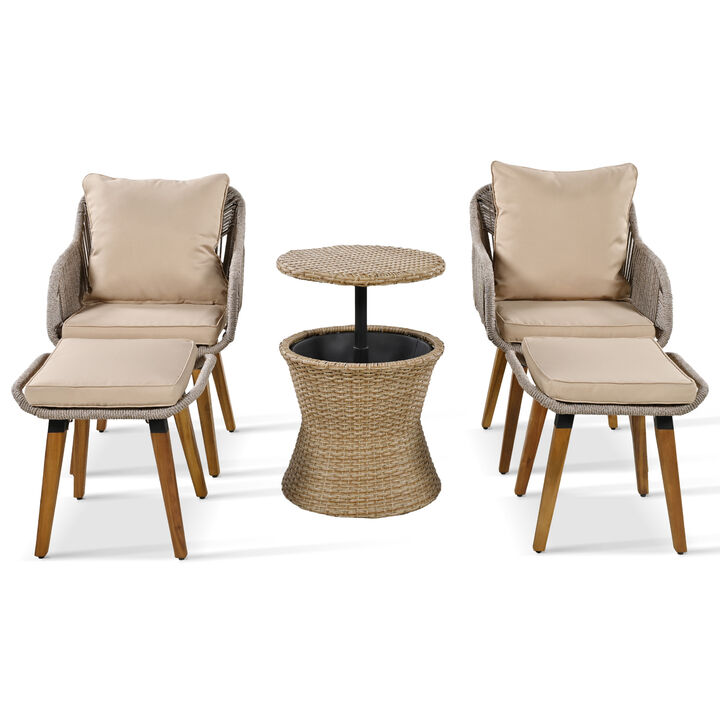 Merax 5 Pieces Outdoor Patio Conversation Sofa Chair Set