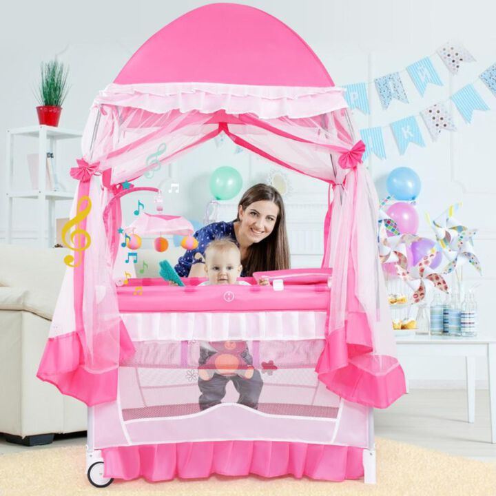 Hivvago Portable Baby Playpen Crib Cradle with Carring Bag