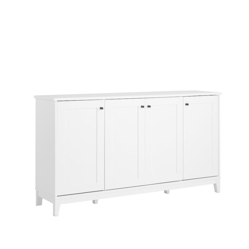 Prepac Yaletown 4 Panel Door Console Table White Engineered Wood Storage Cabinet