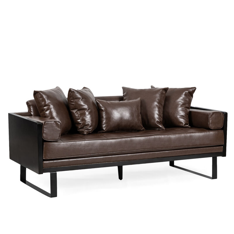 Merax Modern PU Leather Loveseat Sofa
