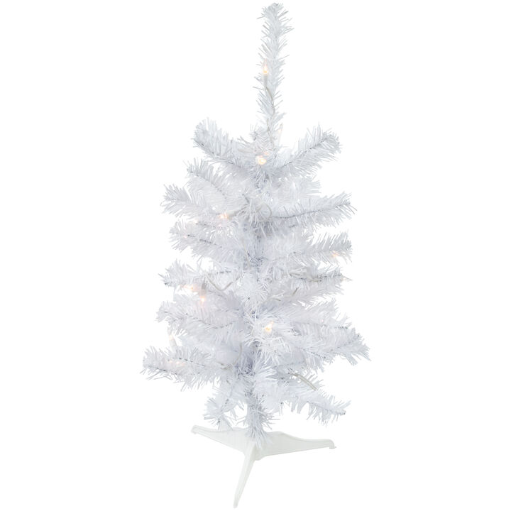 2' Pre-Lit Woodbury White Pine Slim Artificial Christmas Tree  Clear Lights