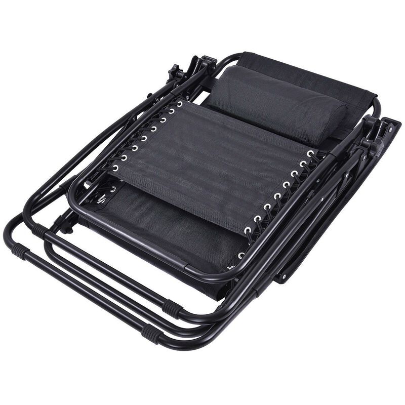 Hivvago Set of 2 Black Folding Outdoor Zero Gravity Lounge Chair Recliner