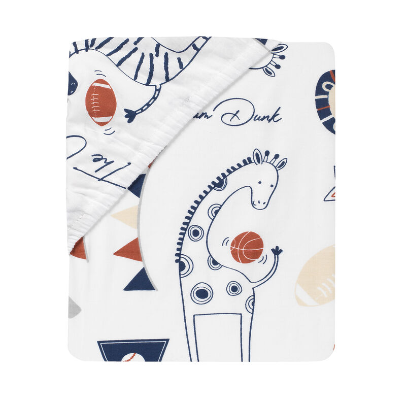 Lambs & Ivy Hall of Fame Animals/Sports 100% Cotton Fitted Baby Crib Sheet