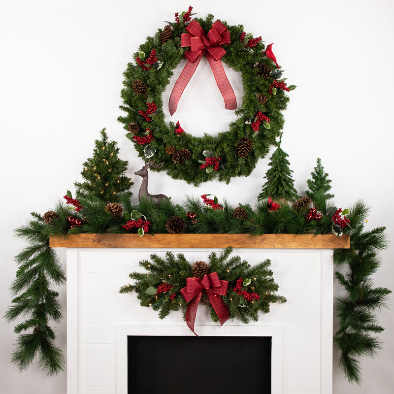 32" Pre-Lit Canadian Pine Artificial Christmas Swag - Clear Lights