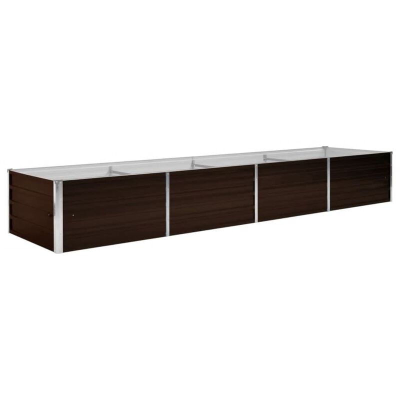vidaXL Garden Raised Bed Brown 126"x31.5"x17.7" Galvanized Steel