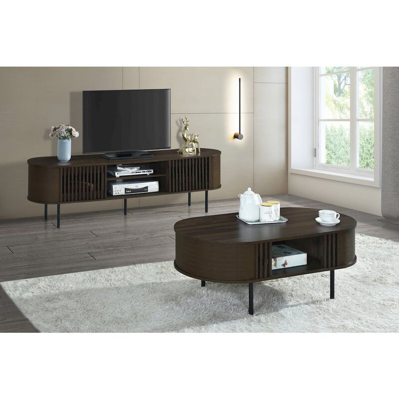 New Classic Furniture Brax 47.25 in. Walnut Oval Wood Coffee Table