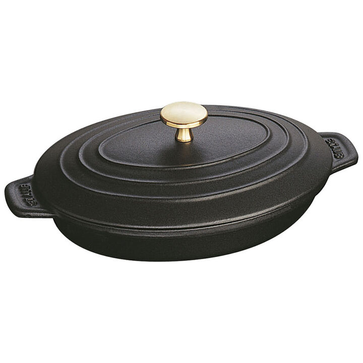 Staub Cast Iron 9-inch x 6.6-inch Oval Covered Baking Dish - Matte Black