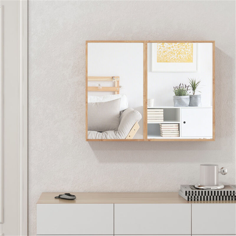 Wall-Mounted Bathroom Cabinet with Mirror, Storage Cabinet with Adjustable Shelves