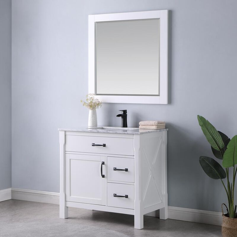 Altair 34 Rectangular Bathroom Wood Framed Wall Mirror in White