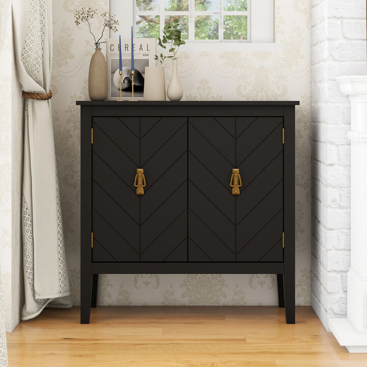 Vintage Black Wood 2-Door Cabinets