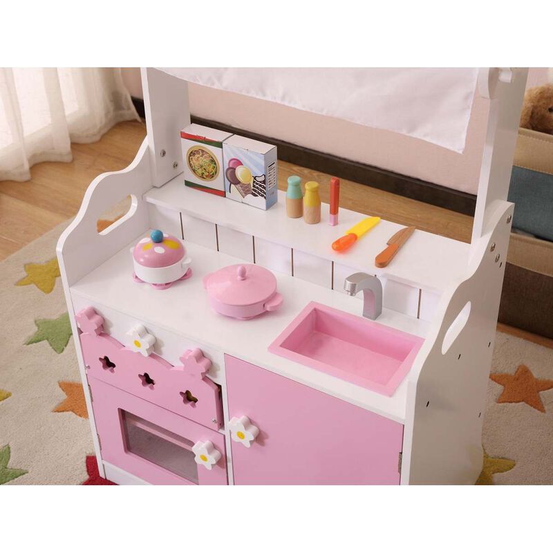Kids Funnel 2 In 1 Pink Pretend Kitchen And Market Stall