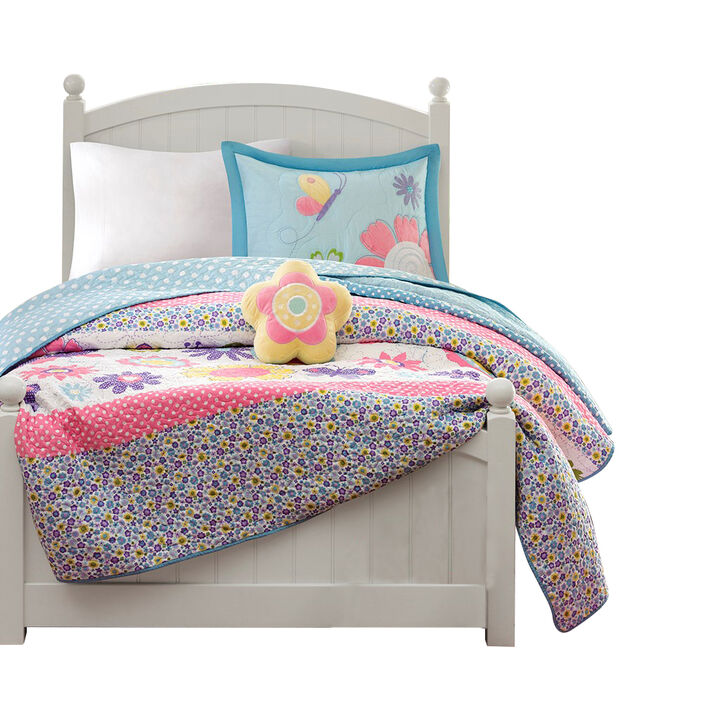 Gracie Mills Alara Springtime Reversible Quilt Set with Throw Pillow