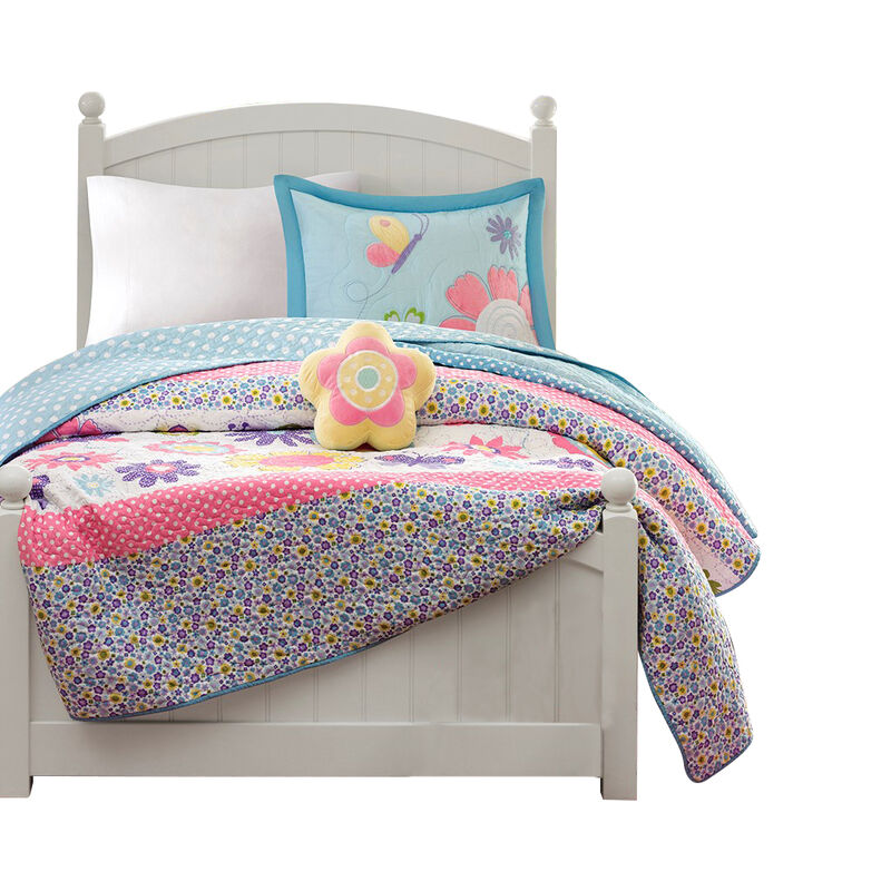 Gracie Mills Alara Springtime Reversible Quilt Set with Throw Pillow