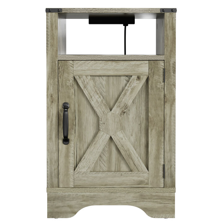 Streamdale Rustic Farmhouse End Table with Charging Station