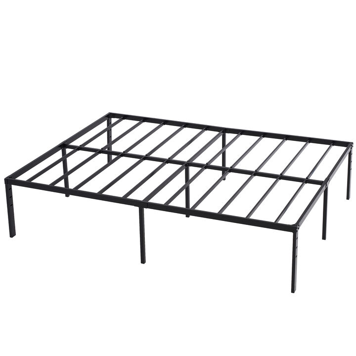Tall Iron Bed Frame, Minimalist Metal Platform with Strong Support