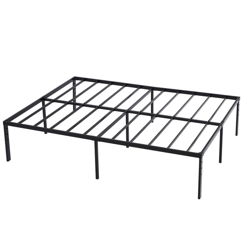 Tall Iron Bed Frame, Minimalist Metal Platform with Strong Support