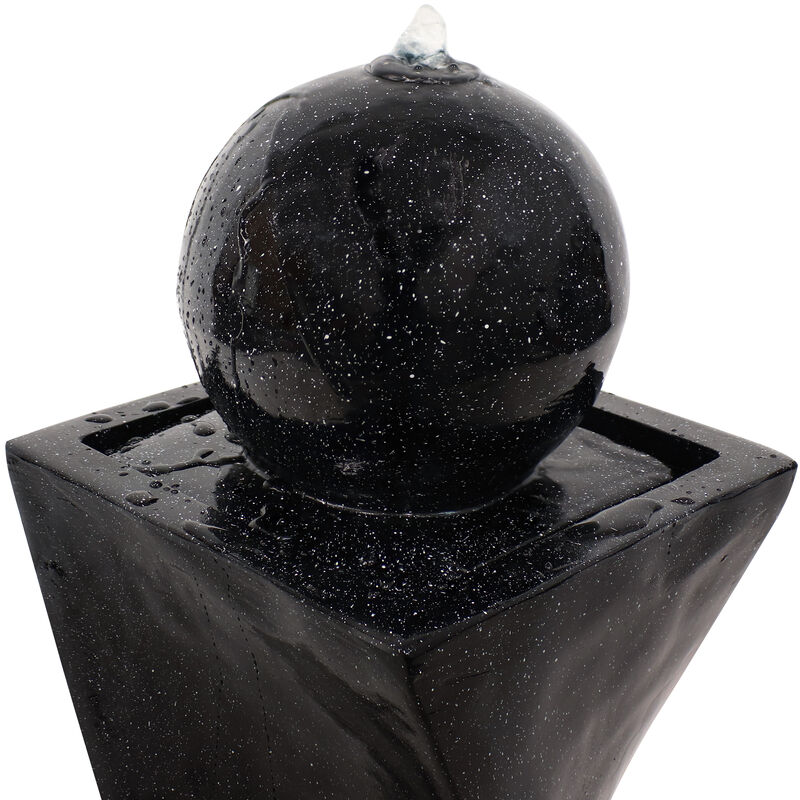 Sunnydaze Black Ball Solar Water Fountain with Battery/LED Lights - 30 in