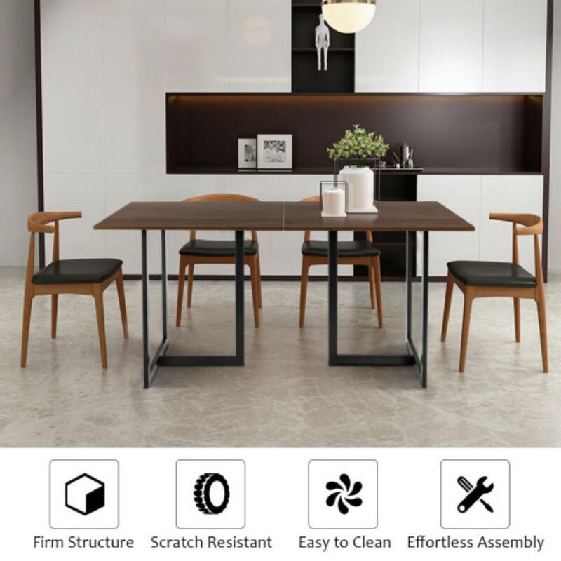 6-Person Industrial Rectangular Dining Table with Sturdy Frame for Kitchen