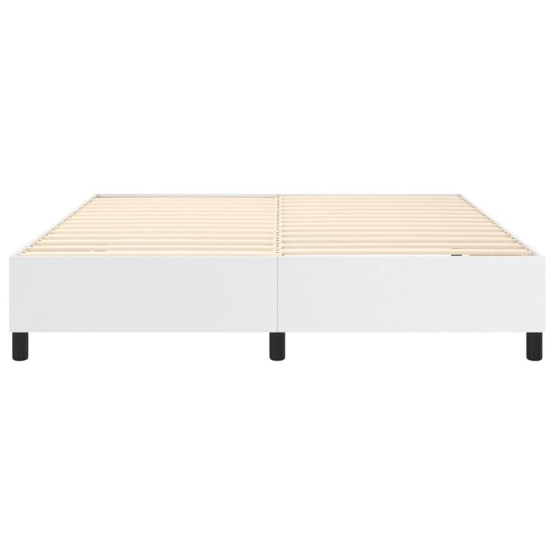 vidaXL Faux Leather King Size Box Spring Bed Frame, Elegant White 76"x79.9", Engineered Wood - Suitable for King Size Mattresses