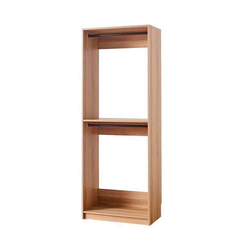 Dee Modular Closet System, 2 Compartments, 2 Hanging Rods, Oak Brown