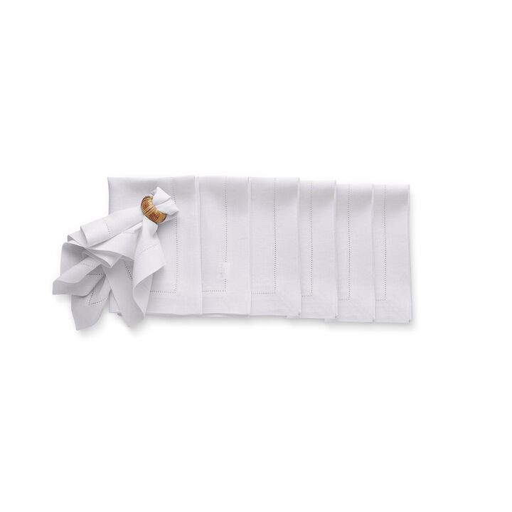 Solino Home 100% Pure Linen Dinner Napkins 20 x 20 Inch Set of 6 | Sonoma Hemstitch