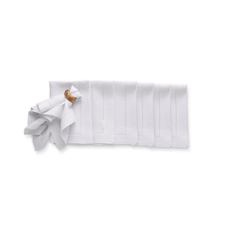 Solino Home 100% Pure Linen Dinner Napkins 20 x 20 Inch Set of 6 | Sonoma Hemstitch