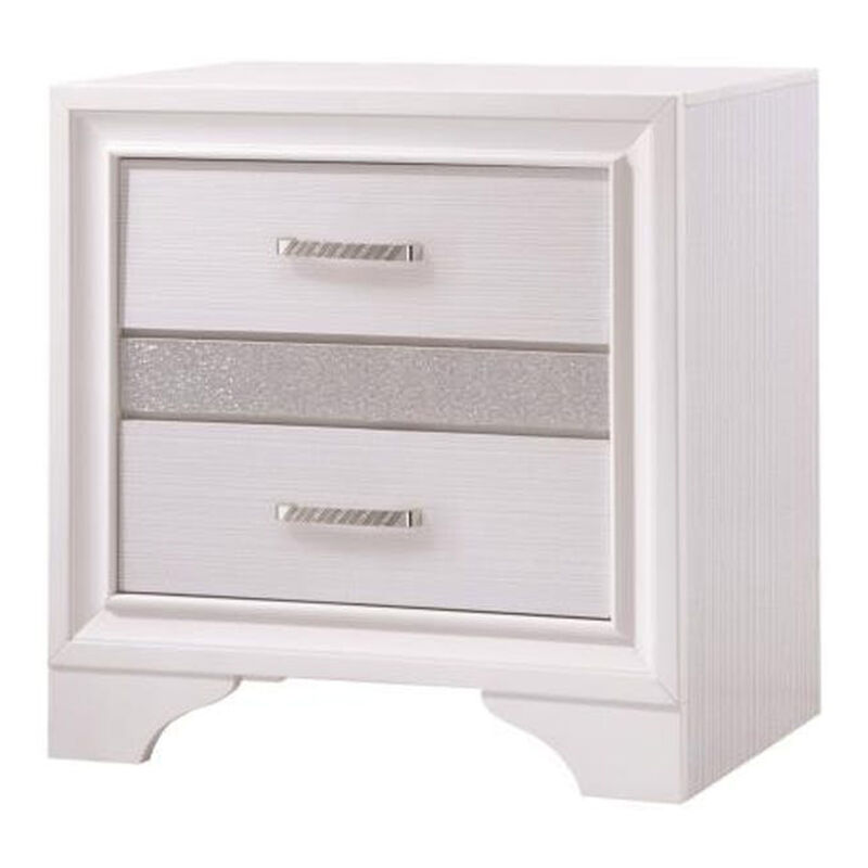 Wooden Nightstand with Hidden Jewelry Tray, White-Benzara