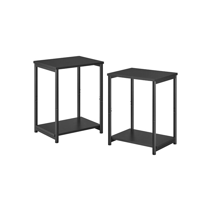 Steel Frame End Tables with Storage Shelf for Living Room and Bedroom- Set of 2