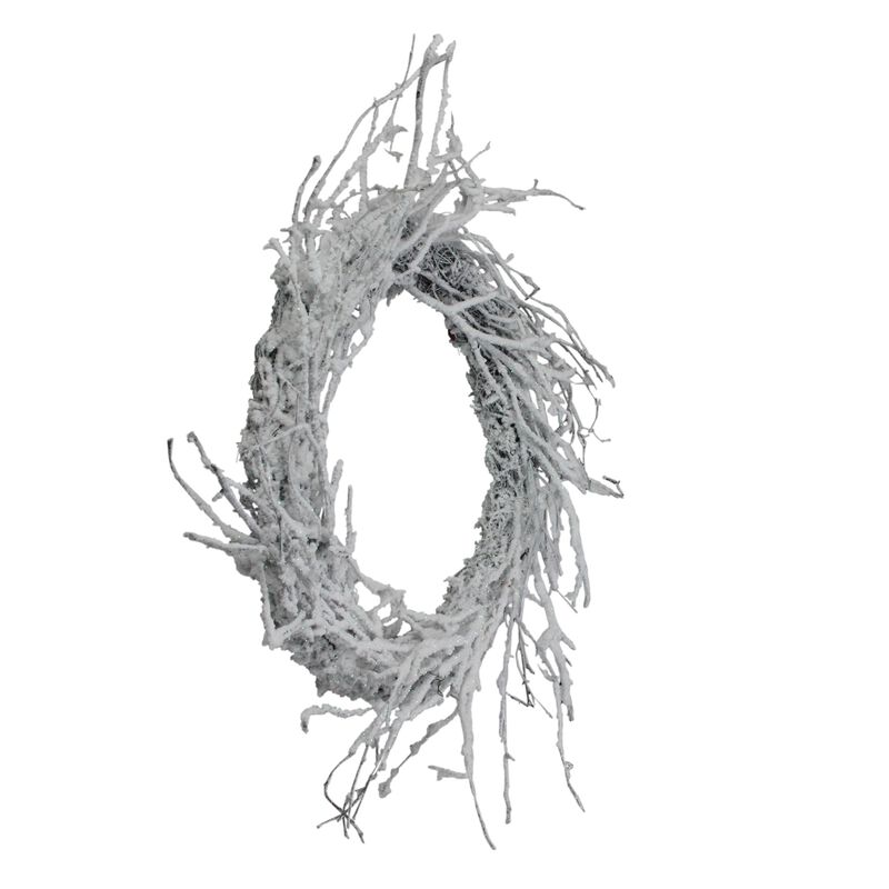 Snow Flocked and Iridescent Glitter Twig Artificial Christmas Wreath - 24-Inch  Unlit