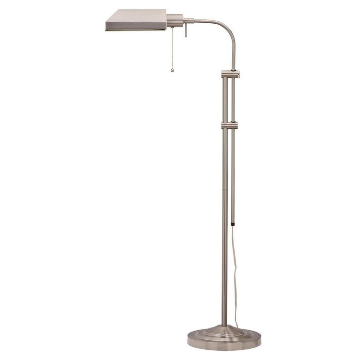 Metal Rectangular Floor Lamp with Adjustable Pole, White-Benzara